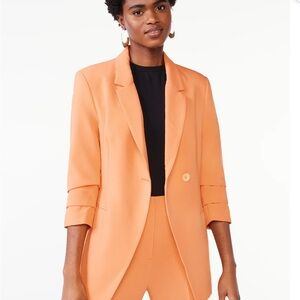 Women's Scrunch Sleeve Relaxed One Button Blazer